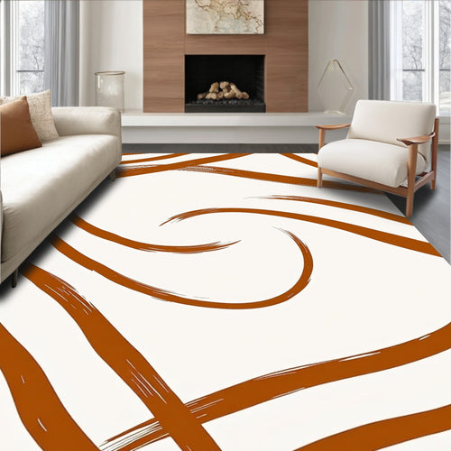 Abstract Brushstroke Flowing Swirl Design Rug
