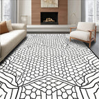 Abstract Organic Hexagonal Geometric Pattern Rug