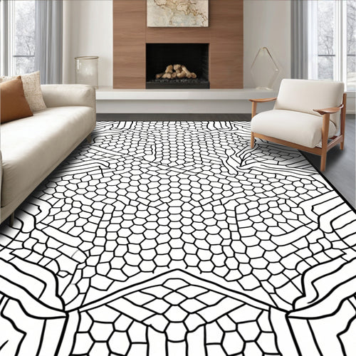 Abstract Organic Hexagonal Geometric Pattern Rug