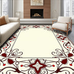 Art Nouveau Floral Berry Scroll Border Rug