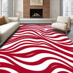 Bold Red White Flowing Lines Rug