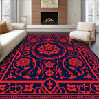 Red Floral Vintage Patterned Rug