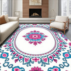 Floral Medallion Pink Teal Design Rug