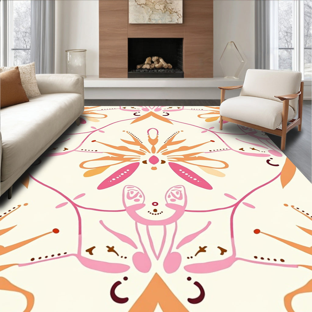 Floral Inspired Geometric Pattern Rug