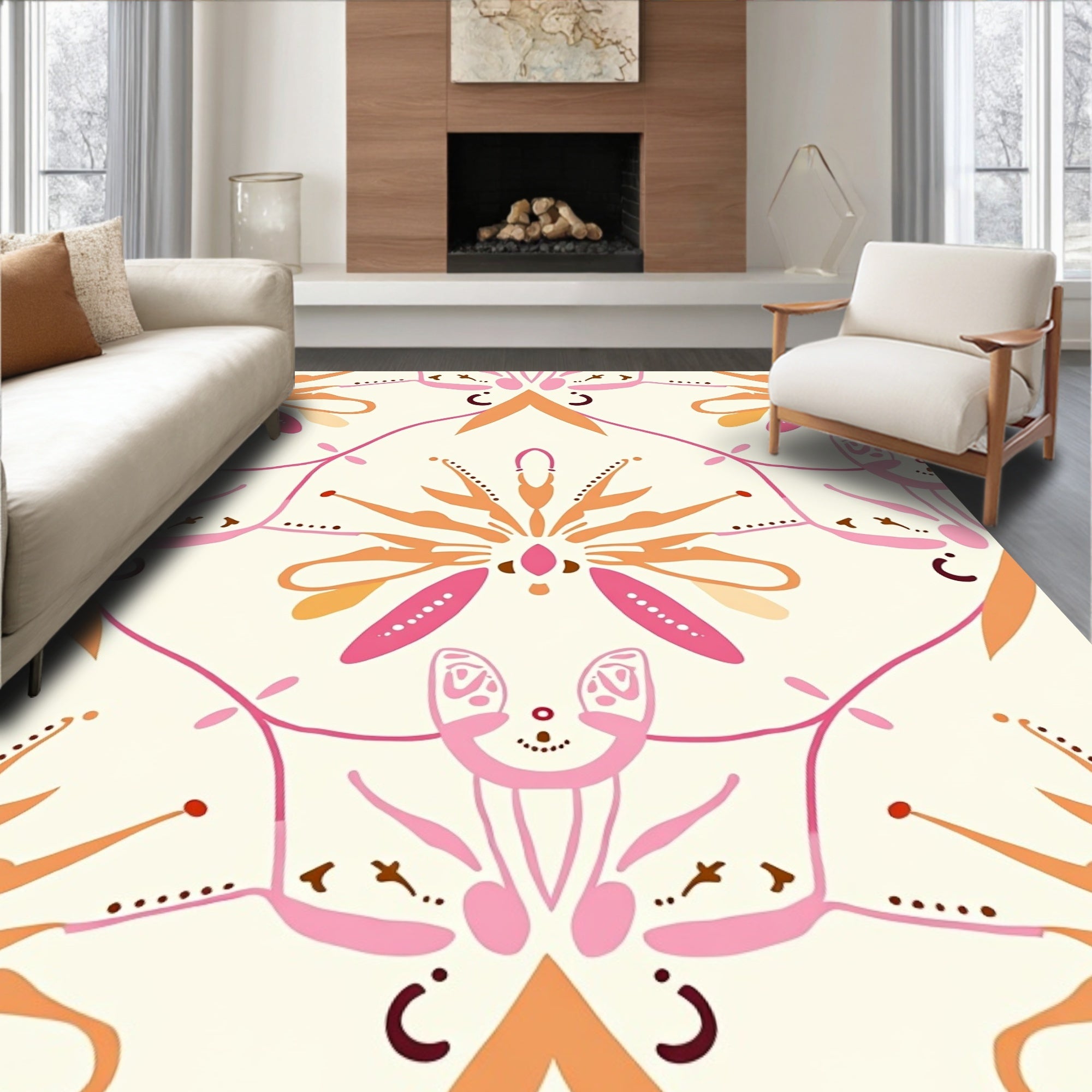 Floral Inspired Geometric Pattern Rug