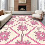 Pink Petal Geometric Patterned Design Rug