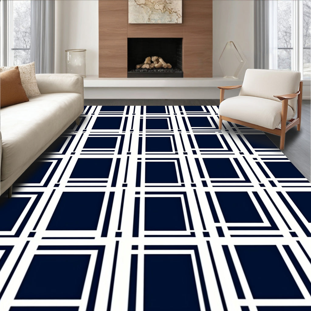 Bold Abstract Grid Pattern Rug