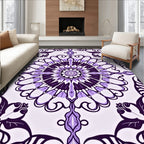 Ornate Purple Floral Mandala Pattern Rug
