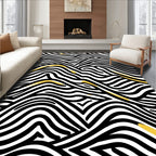 Bold Black Gold Wavy Lines Rug