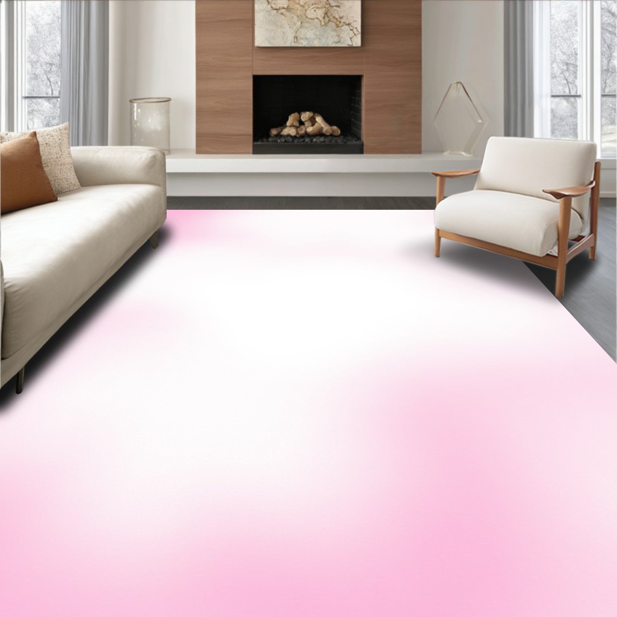 Soft Pink Watercolor Swirl Rug