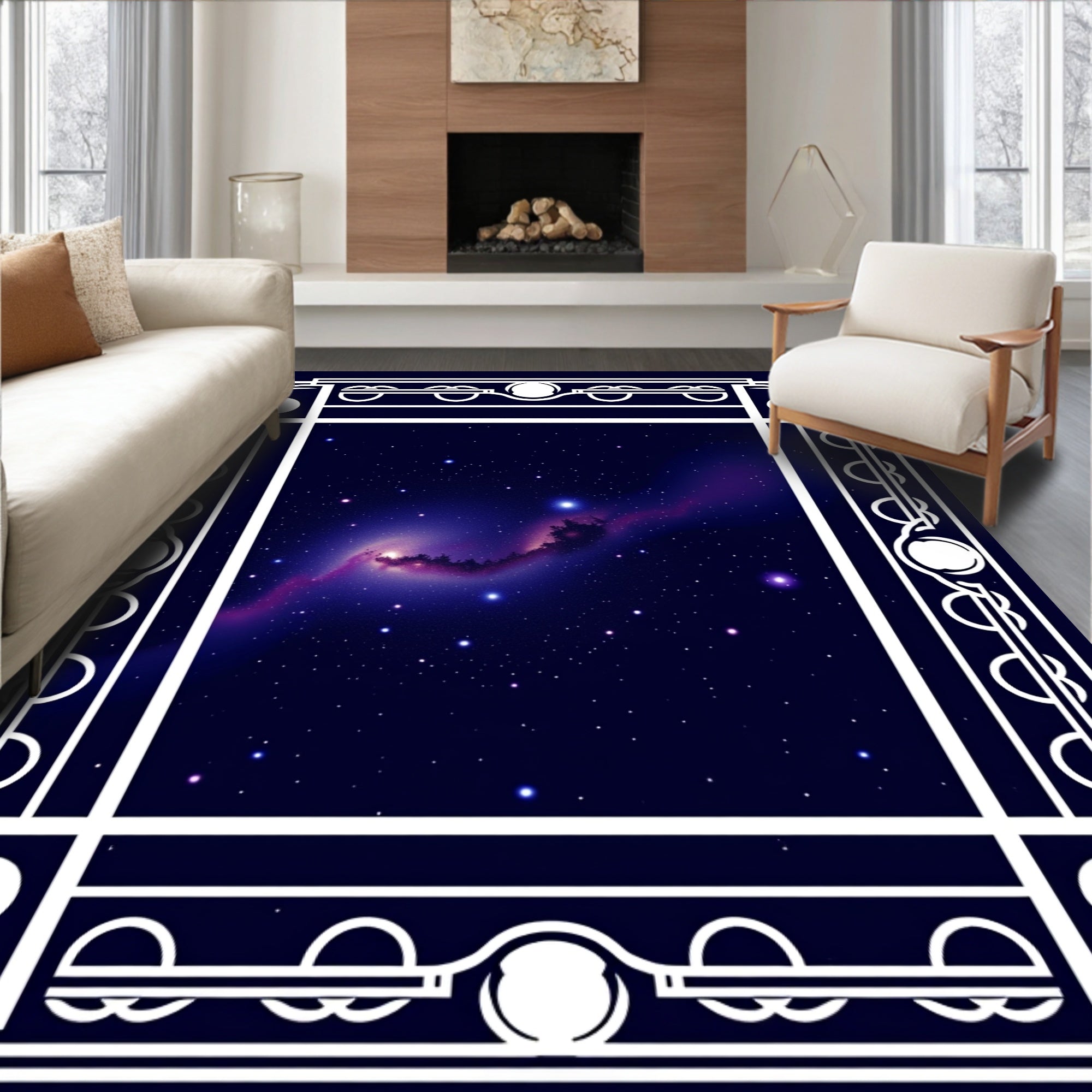 Celestial Nebula Art Deco Rug