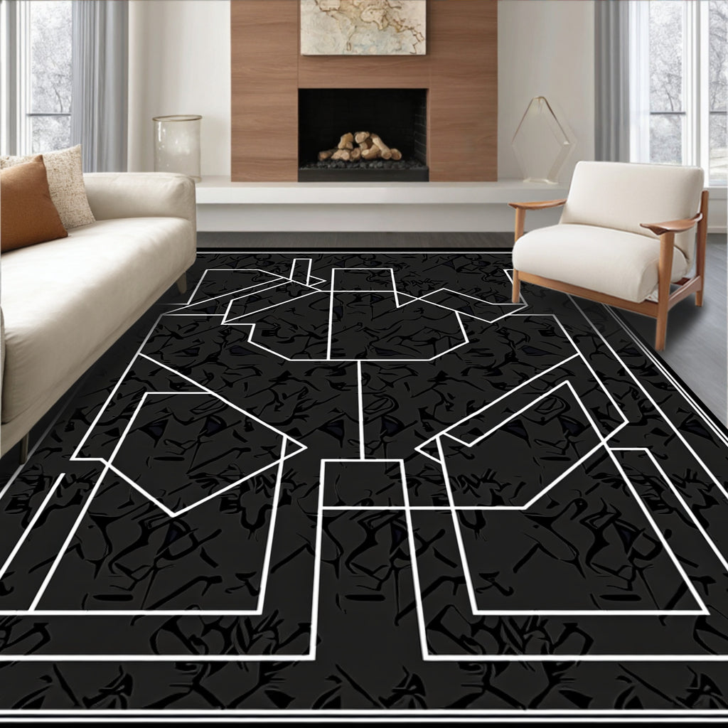 Monochromatic Abstract Geometric Design Rug