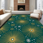 Gold Sunburst Teal Snowflake Rug