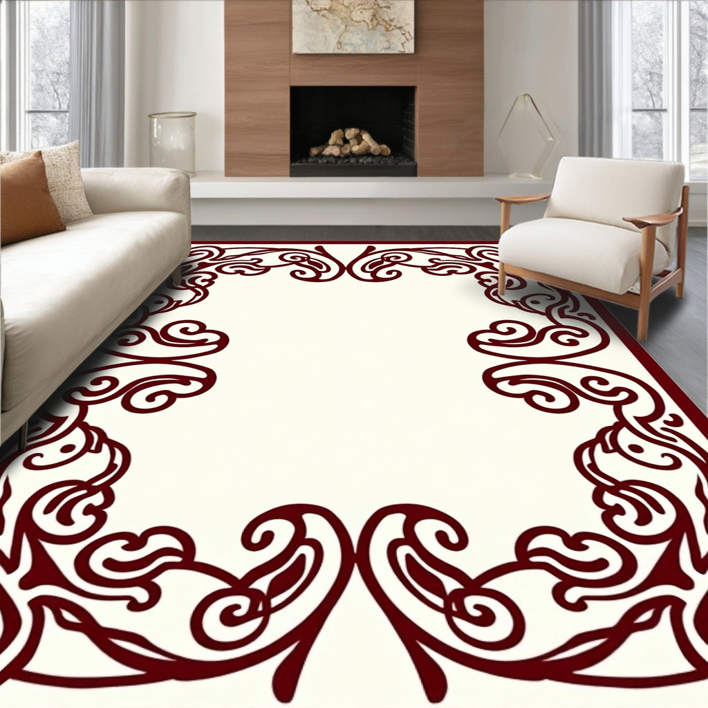 Elegant Scrollwork Vine Design Rug