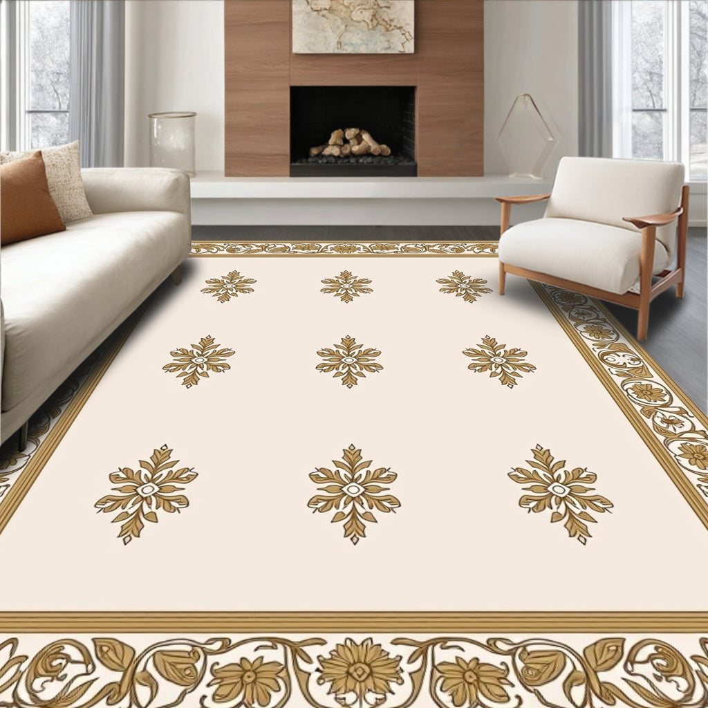 Golden Floral Motif Rug