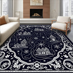 Whimsical White Village Snowflake Rug