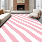 Pink and White Wavy Stripes Rug
