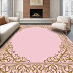 Ornate Golden Filigree Floral Frame Rug