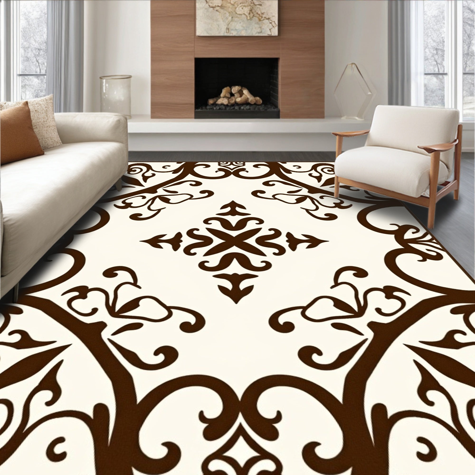 Classic Scrollwork Symmetry Pattern Rug
