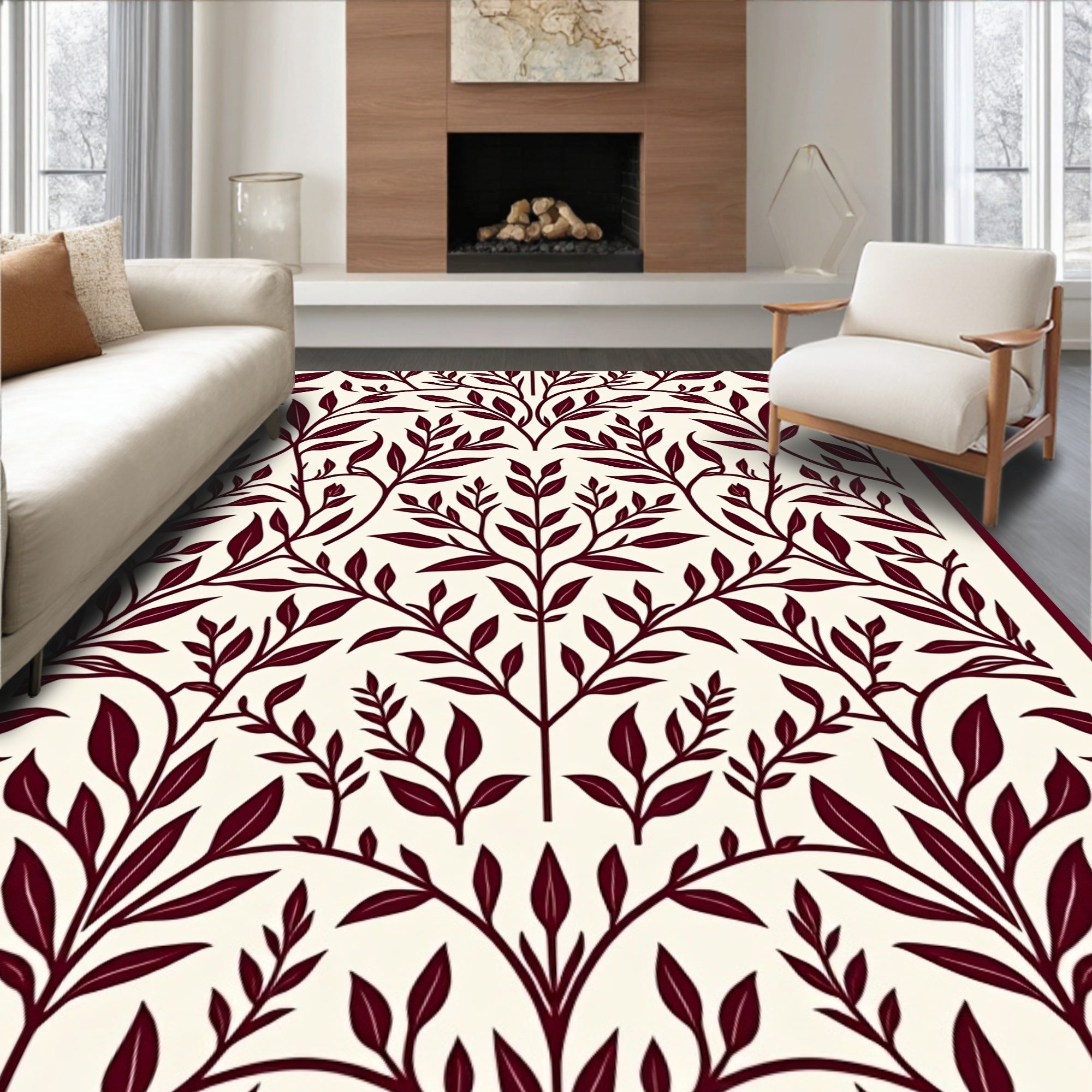 Vine Leaf Branch Pattern Rug