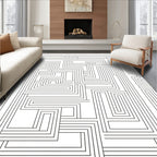 Abstract Maze Geometric Line Art Design Rug