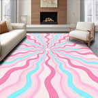 Pink Aqua Swirl Sunburst Pattern Rug