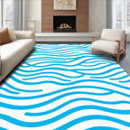 Abstract Blue Wavy Lines Rug
