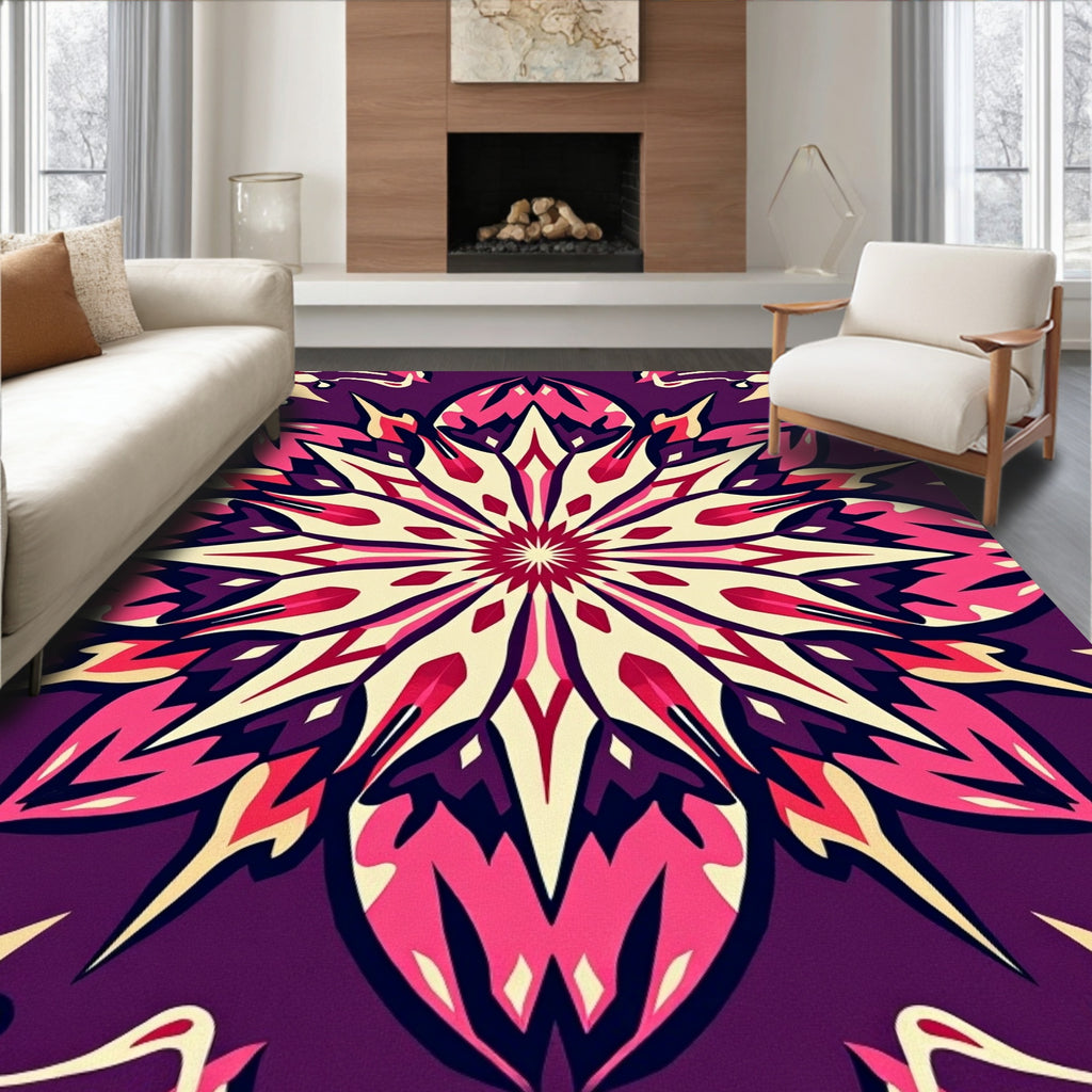 Radiant Pink Jewel Tone Mandala Rug
