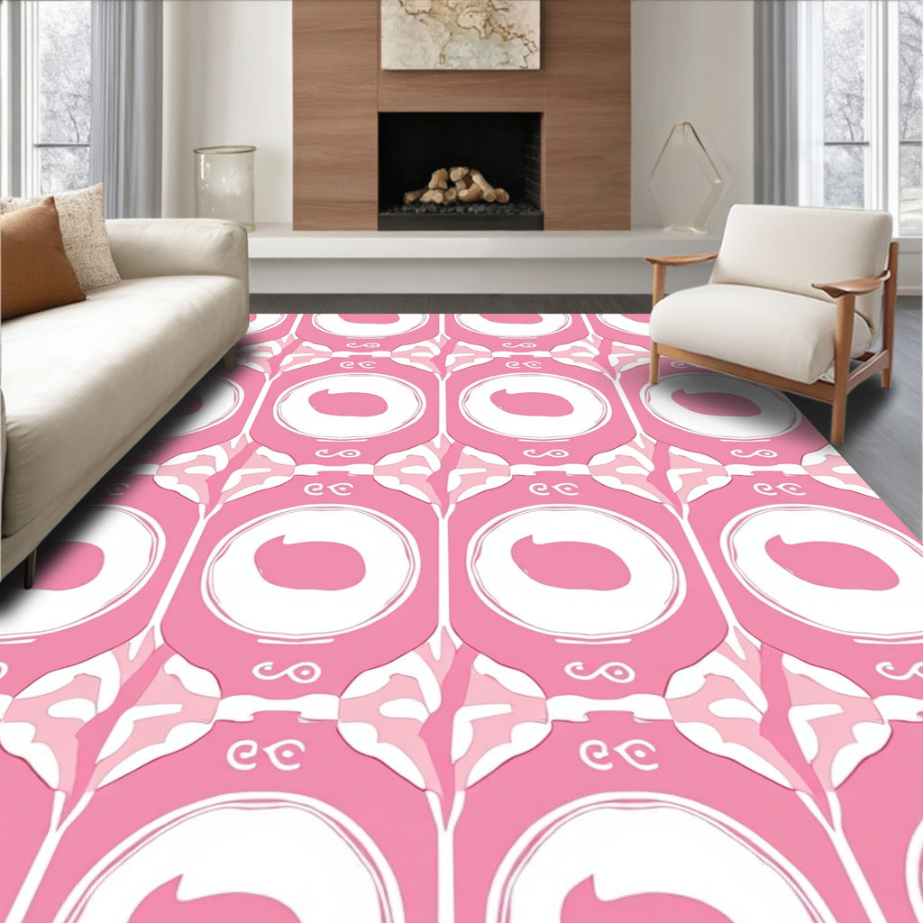Pink Abstract Calligraphic Pattern Rug