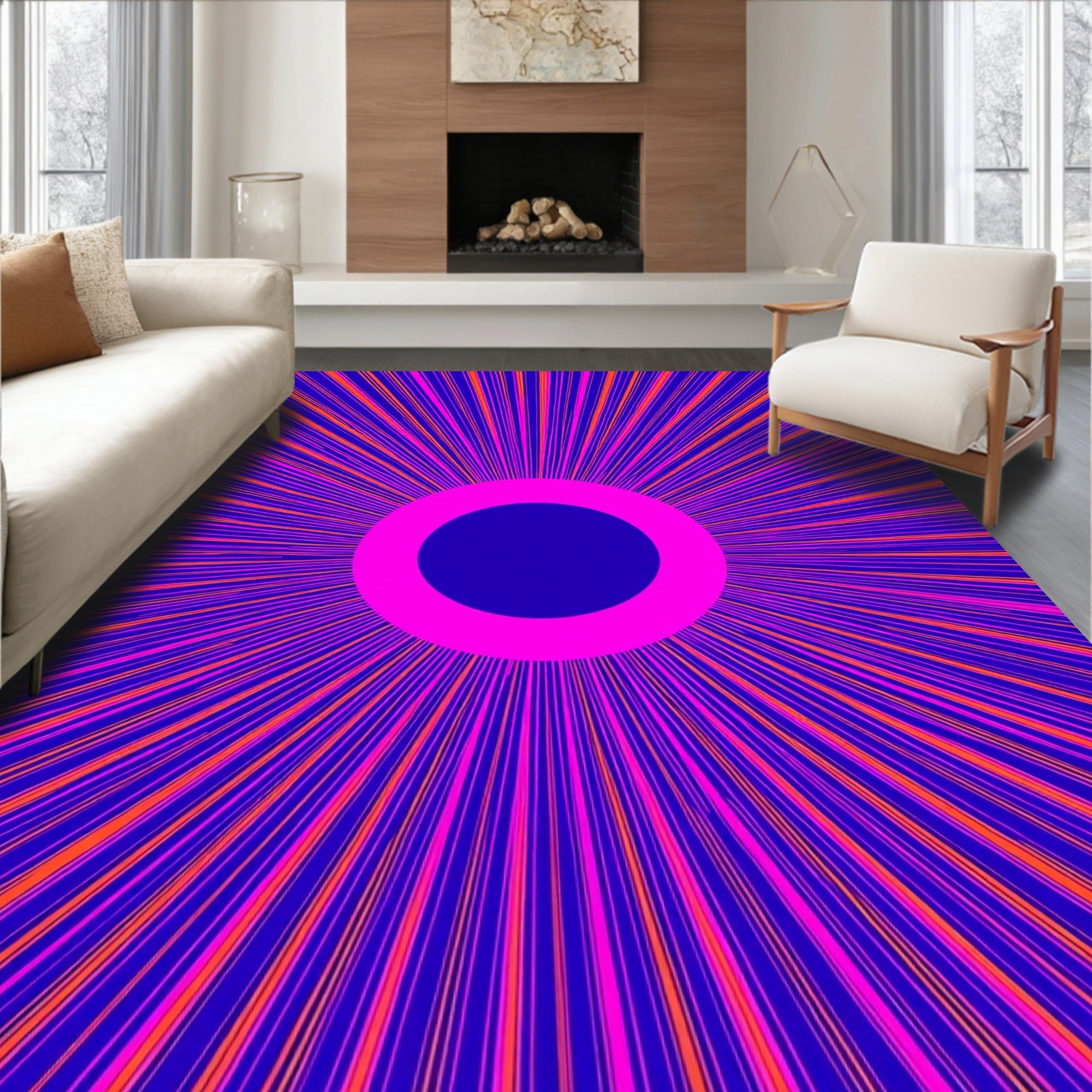 Radiant Burst Neon Geometric Rug