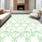 Green Art Deco Fan Motif Rug