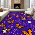 Orange Butterfly Skull Pattern Rug