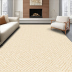Cream Golden Maze Line Rug