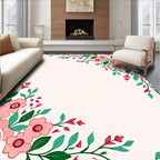 Pink Floral Vines Pattern Rug