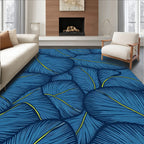 Navy Blue Feather Pattern Rug