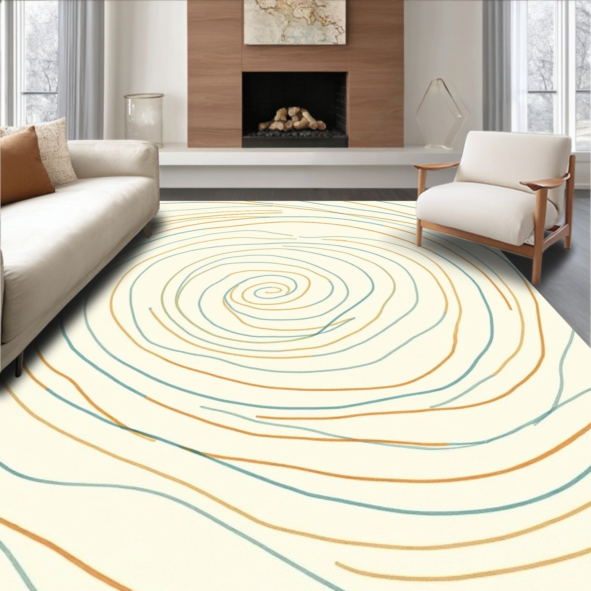 Abstract Swirls Lines Pattern Rug