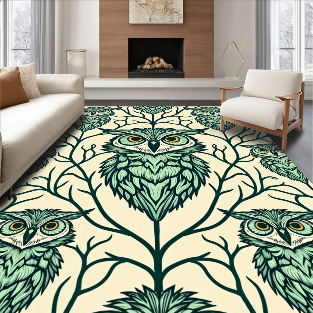 Wise Owl Tree Pattern Design Rug