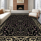 Ornate Floral Black Gold Rug