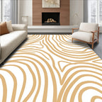 Golden Tan Abstract Swirl Pattern Rug