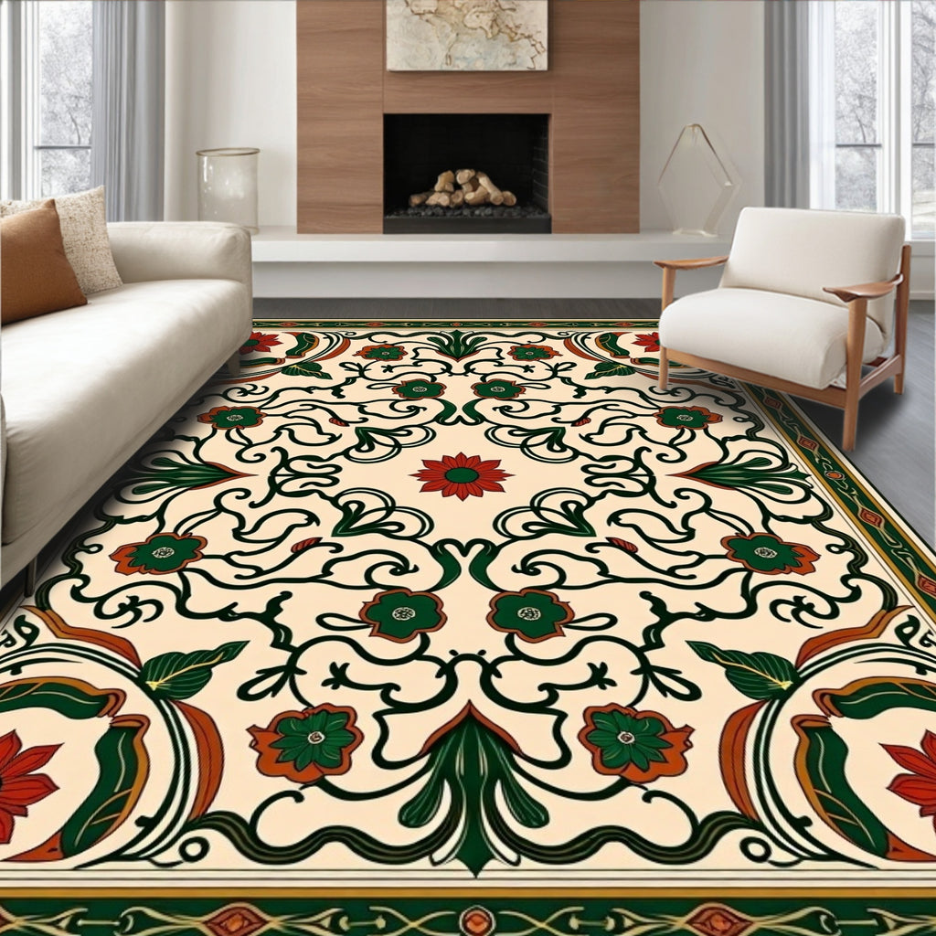 Art Nouveau Floral Swirl Pattern Rug