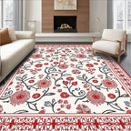 Classic Red Floral Vine Pattern Rug
