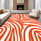 Bold Orange White Swirl pattern Rug