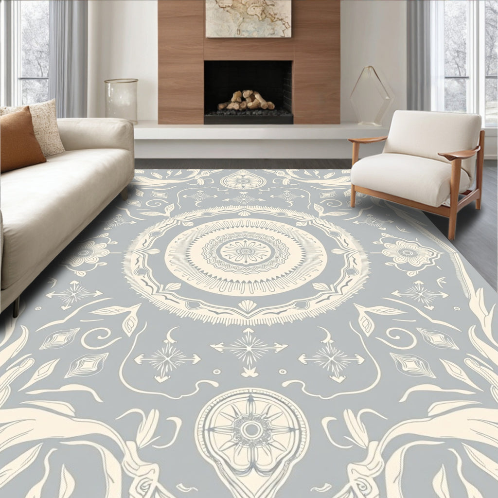 Mandala Inspired Floral Pattern Rug