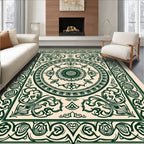 Intricate Green Floral Mandala Design Rug
