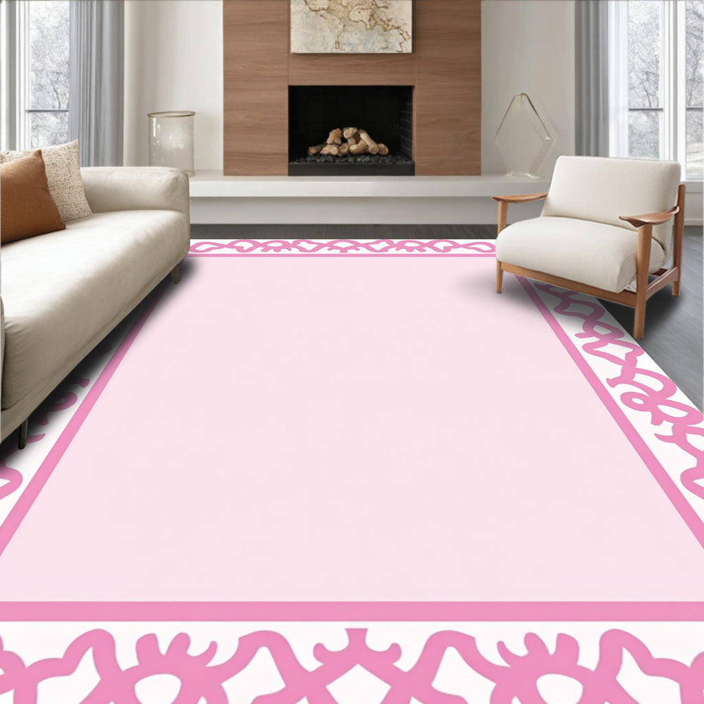 Pink Ribbon Border Design Rug