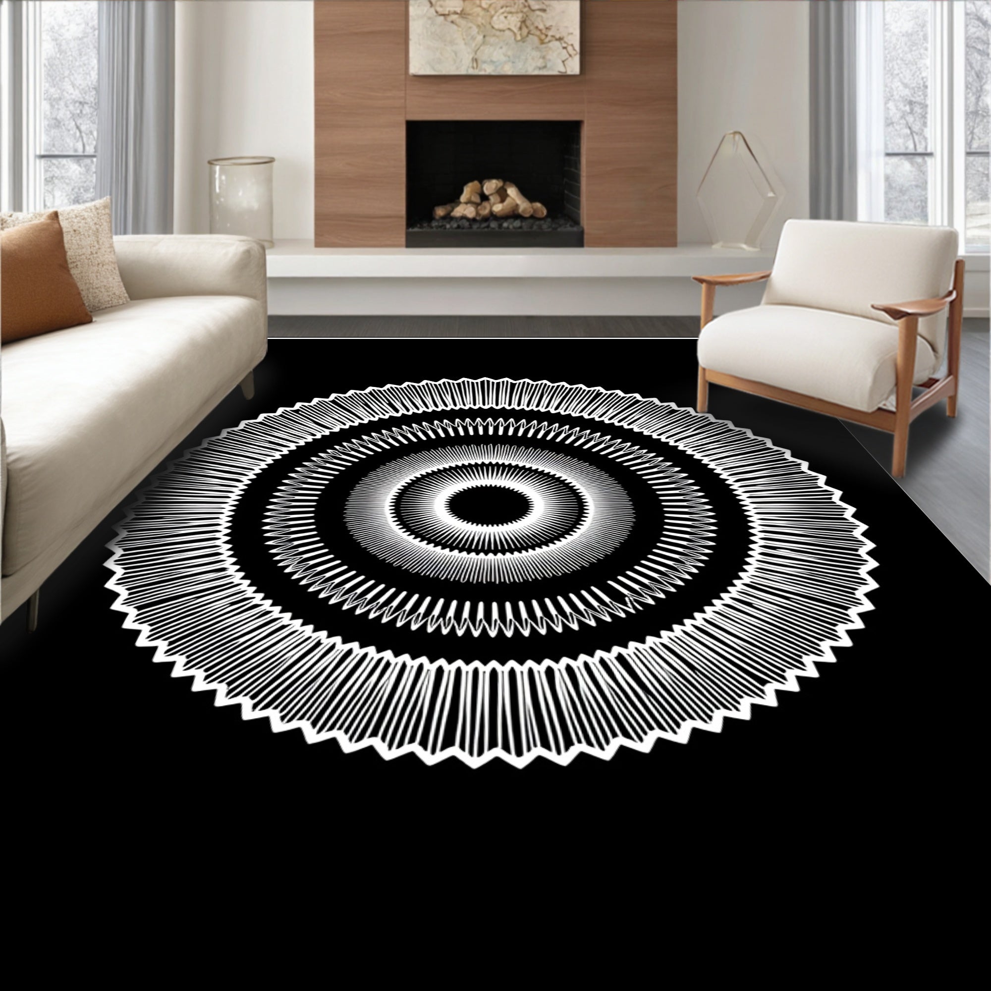 Concentric Circular Geometric Pattern Rug