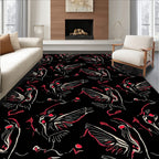 Red Swirling Winged Figures Pattern Rug