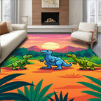 Cute Dinosaur Landscape Scene Rug