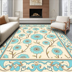 Floral Vine Patterned Border Rug
