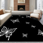 Black White Butterfly Flutter Rug